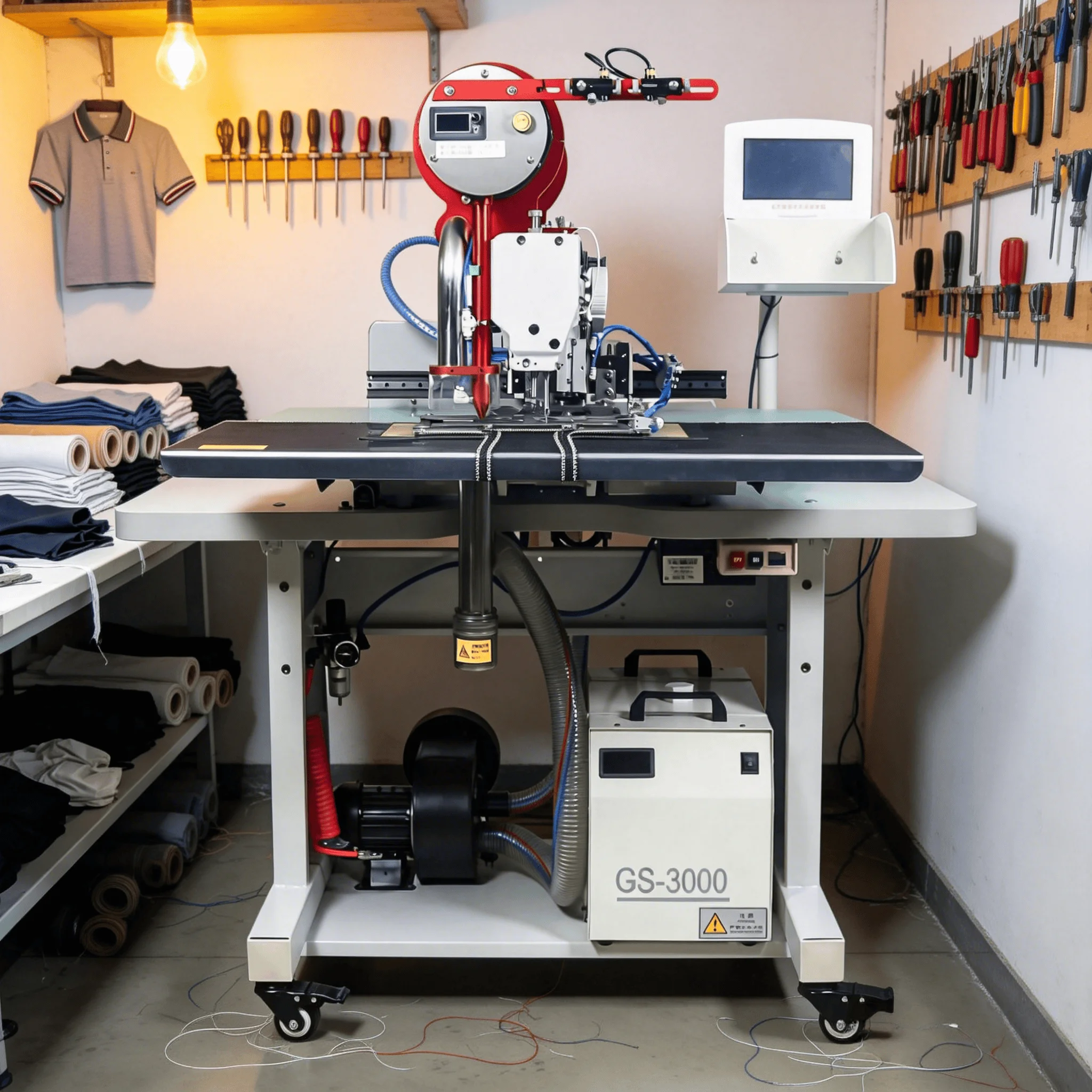 Heavy Duty Computerized Polo Placket Sewing Machine High-Speed Industrial Flat-Bed, Programmable Perfect For Knitwear & Shirt