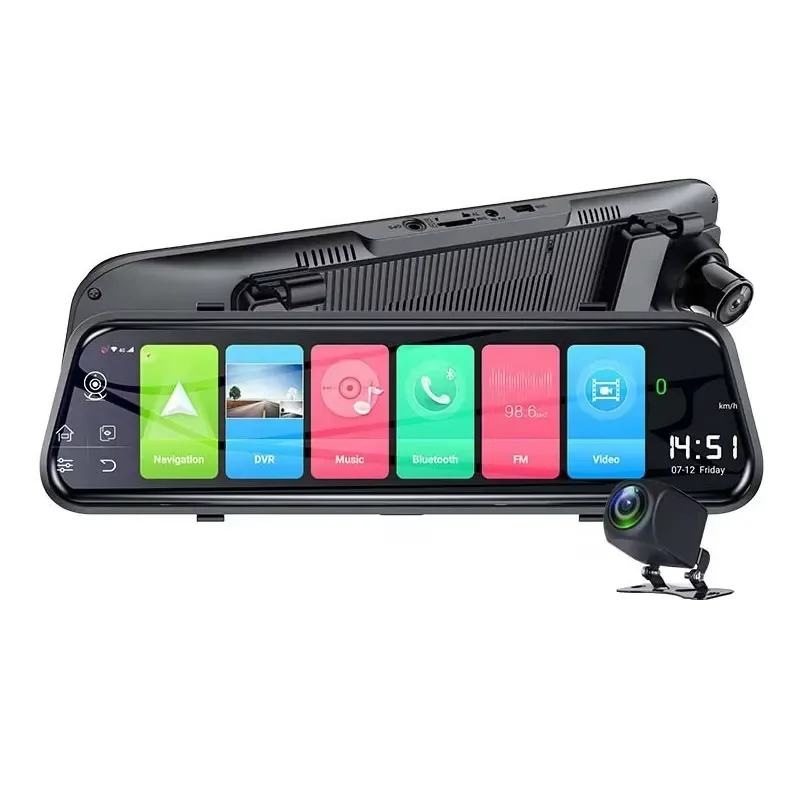 for Android 9.66 Inch Touch Screen Car DVR Mirror Dash Cam 1080P Dual Lens Night Vision Rear View Camera Streaming Media