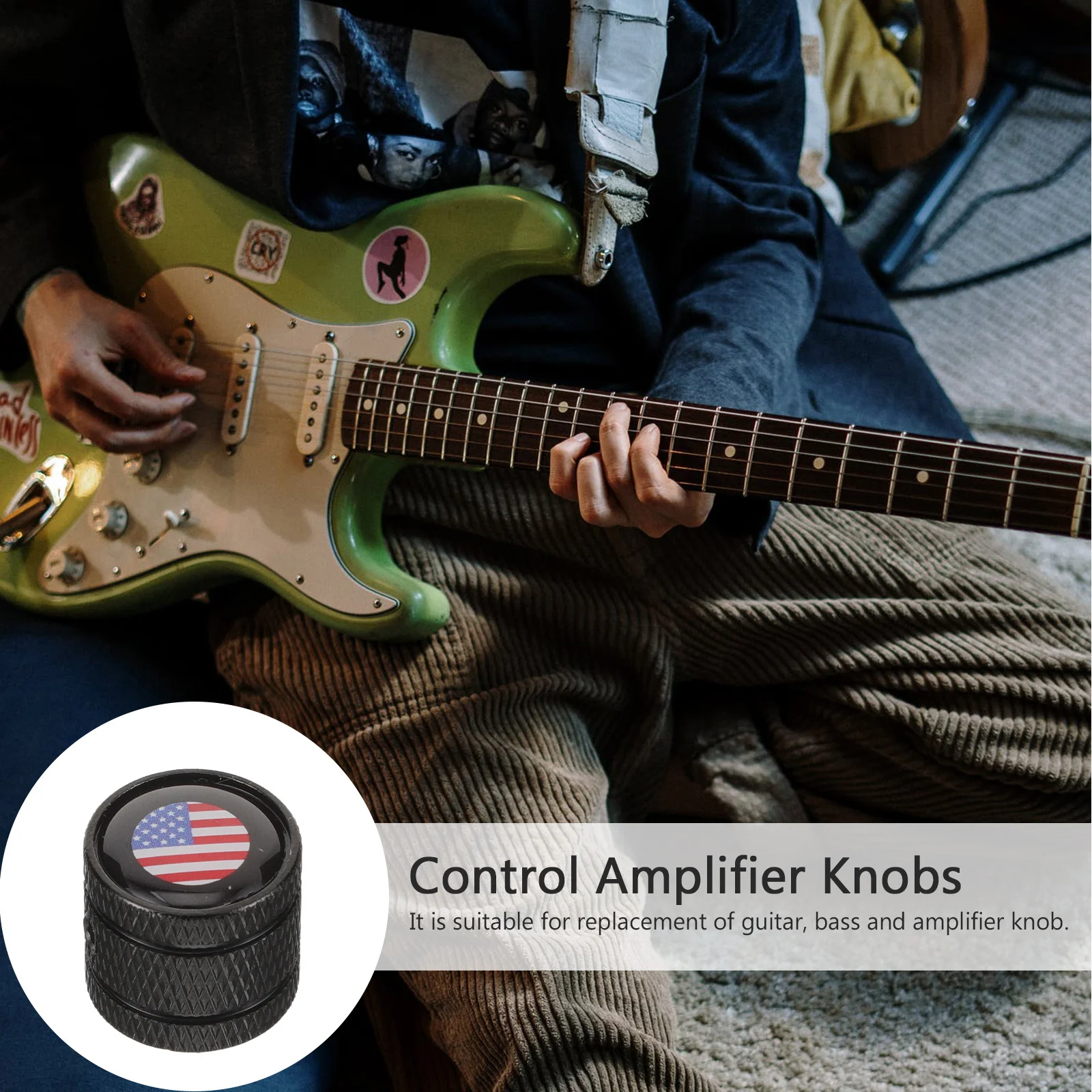 

3Pcs Guitar Volume Tone Knobs Alloy Replacement Nation Flag Pattern Control Caps for Electric Guitar Control Knobs Caps