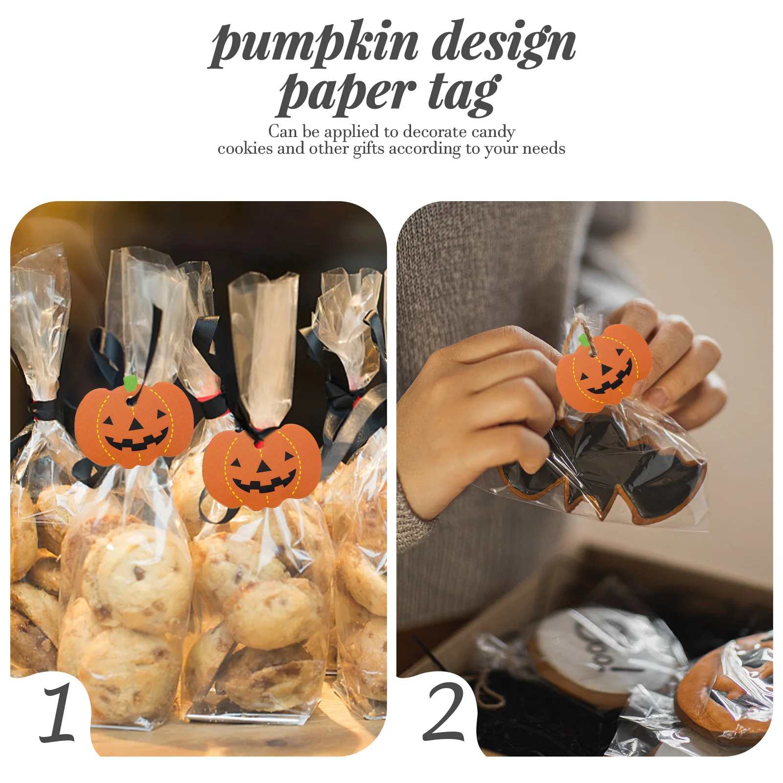 

100 Pcs Pumpkin Label Pendant Halloween Tag Decorations Trick Treat Hanging Fall Labels Tags