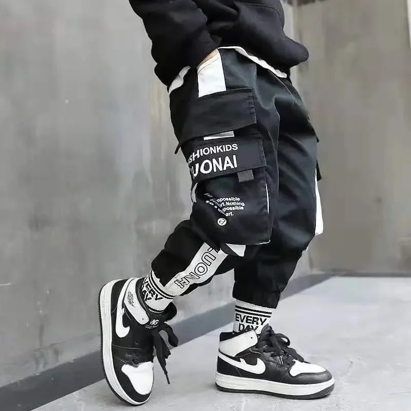 

Spring Kids Joggers Cargo Pants Cotton Sport Pants Casual Hip Hop Hit Pocket Teenage Boys Cargo Pants Children Trousers Clothes