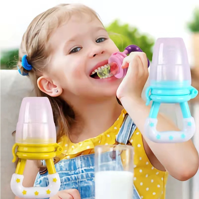 Baby Fruit Bite Baby Teether Bag Food Grade Silicone Gel Squeeze Net  Eat Fruit Food Feeder Gum Auxiliary Food Device BPA free