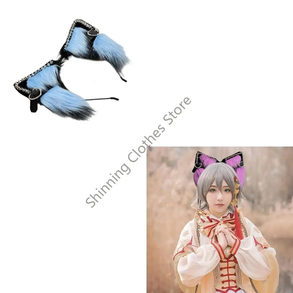 M68A فو فراء الثعالب الذئب آذان رئيس عصابة فروي آذان حيوانات الشعر ملحقات الشعر