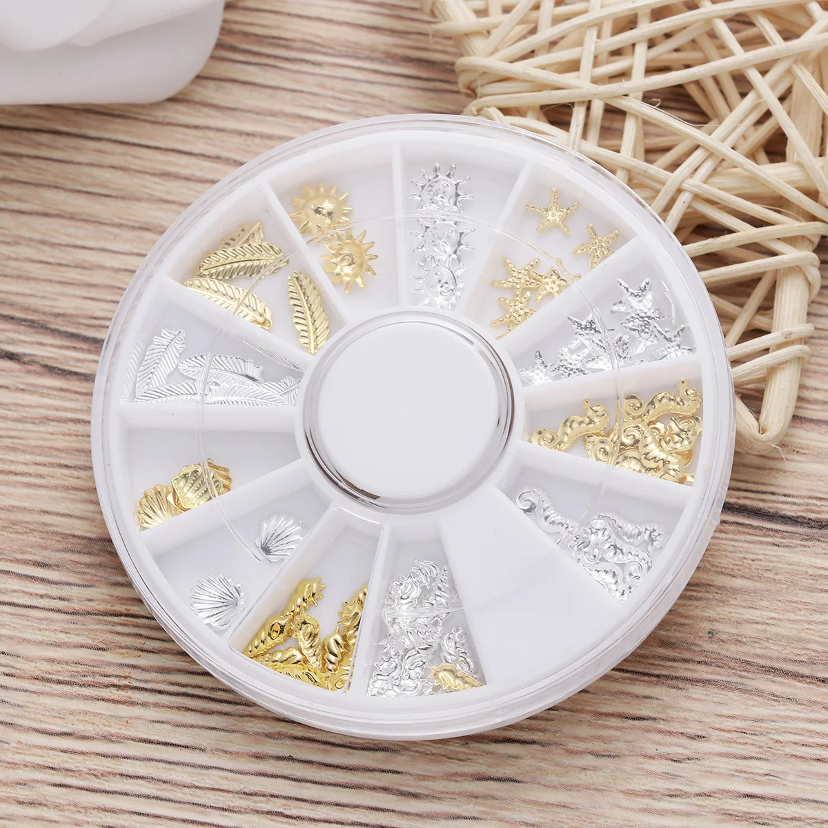 

1PC 12 Grids Nail Art Metal Rivet Studs DIY Nail Art Design Decorations Mixed Art Accessories for Girls Women Style 7