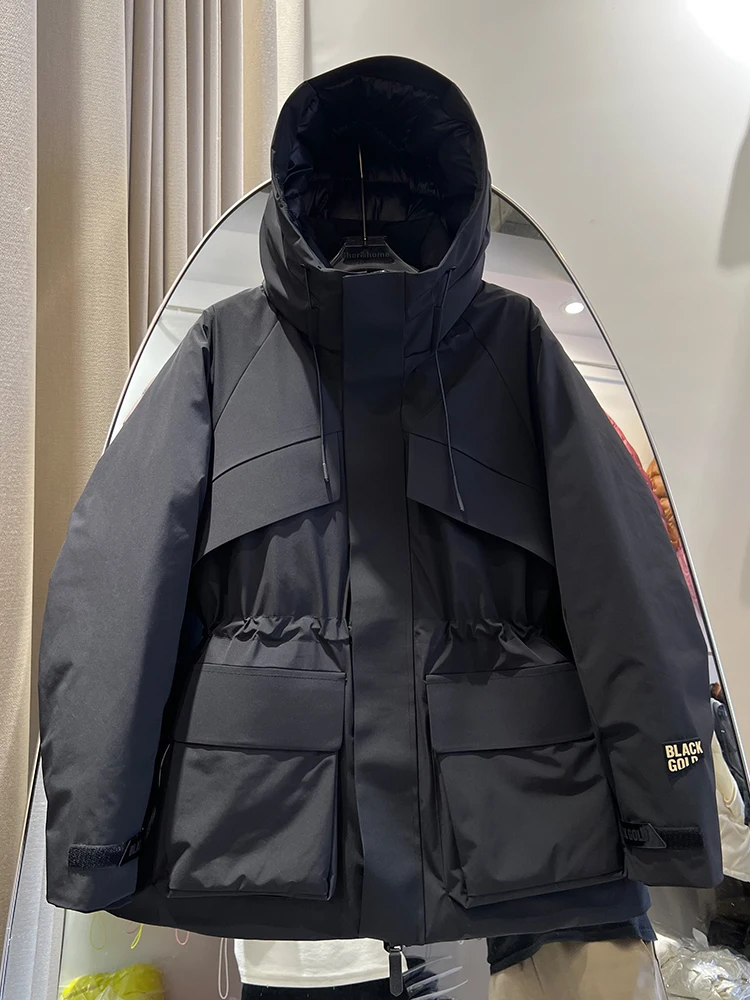 

Winter New Outdoor Mountaineering Stormtrooper Waist Cincined Windbreaker Jacket Women's Medium Long Style Down Jacket