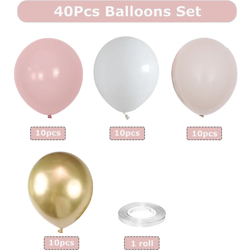 40 قطعة بوهو الوردي الرمال الأبيض بالونات اللاتكس 10 بوصة معدن الكروم الذهب بالونات لعيد ميلاد الزفاف استحمام الطفل ديكور الحفلات Globos #2