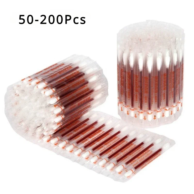 50/200Pcs/lot Disinfected Sticks Make Up Wood Iodine Disposable Medical Double Cotton Swab Medical Multifunctional Portable Bars