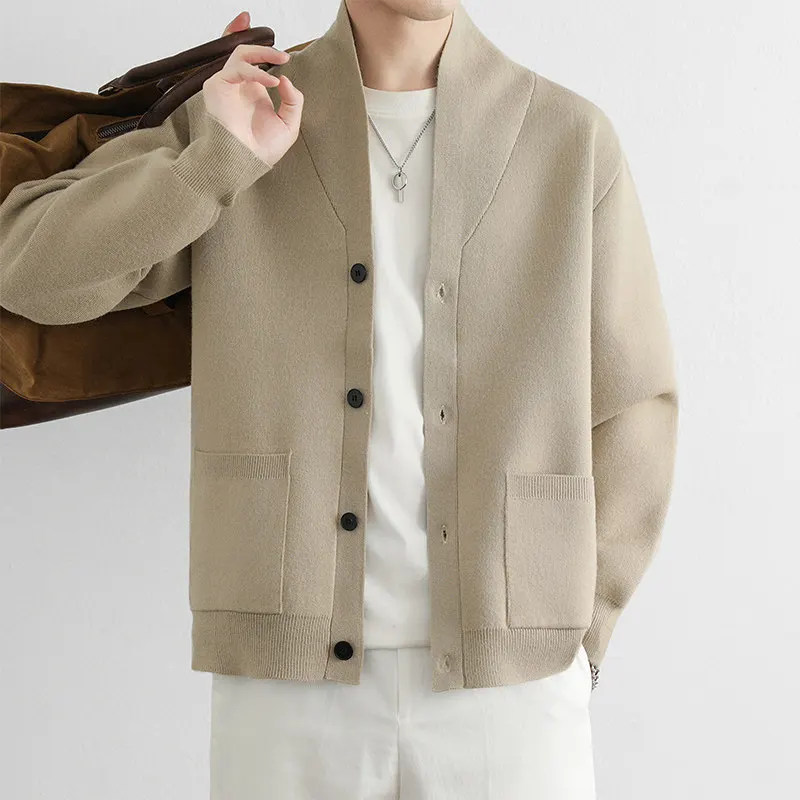 

Men's Casual Knitted Sweater Jaet f High Collar Heavyweight Leisure Autumn Winter Busin mid Ne Open Cardigan