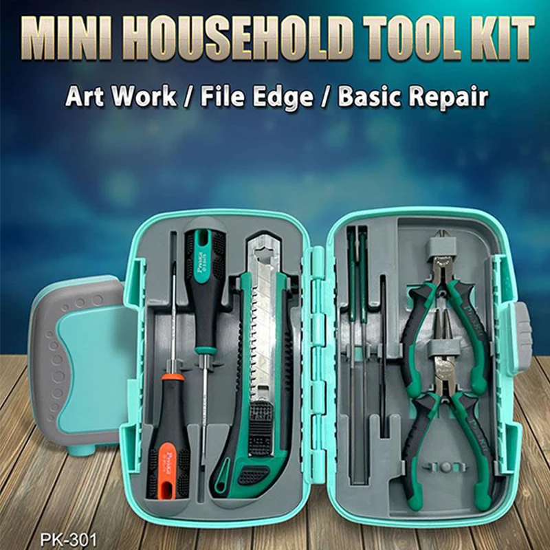 

Pro'skit 8-Piece Household Mini Tool Set Screwdriver Cutter File Mixed Kit Household Multifunctional Hand Tool Set