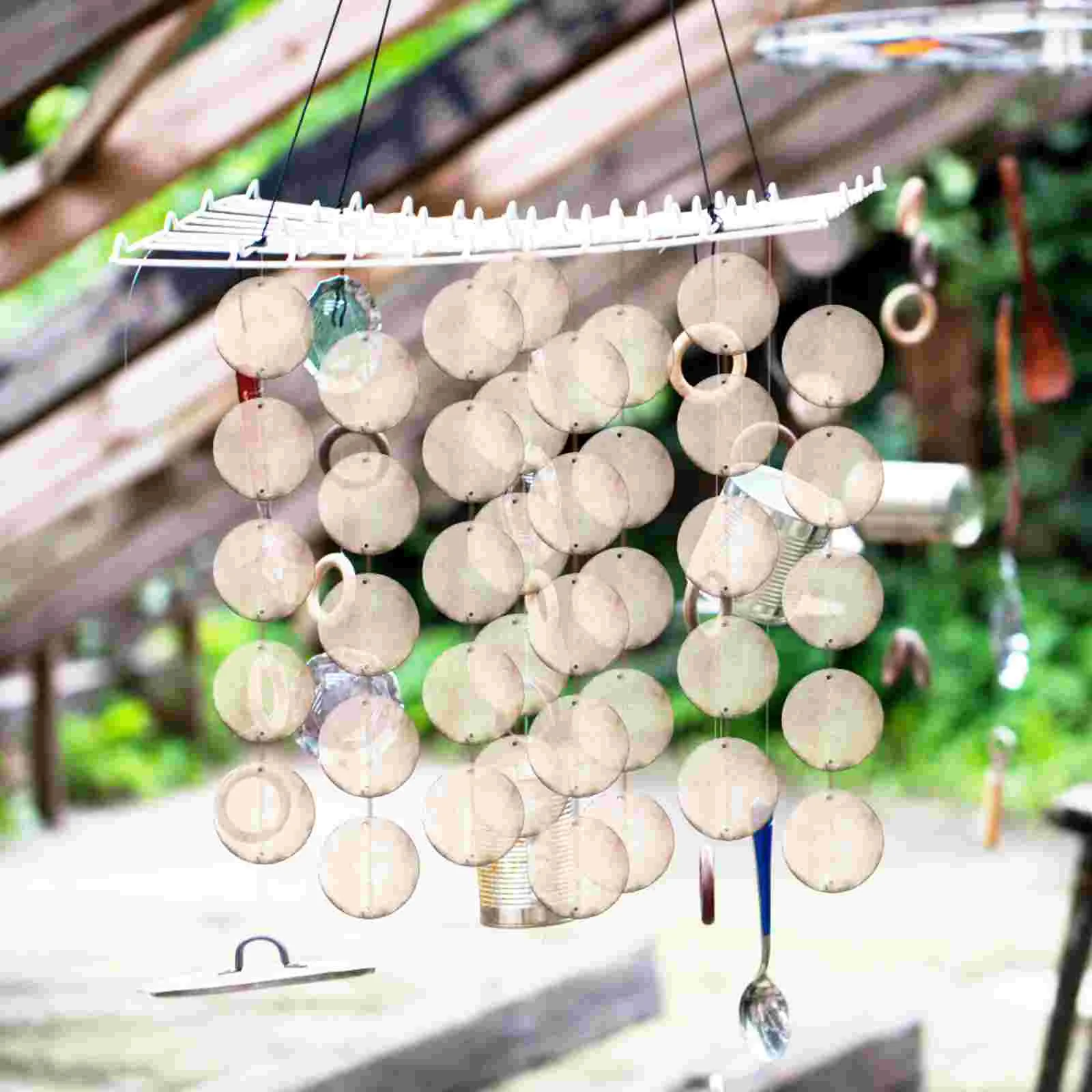 50 Pcs Round Shells Hanging Pendants for Decor DIY Wind Chimes Decorate Crafting Crafts