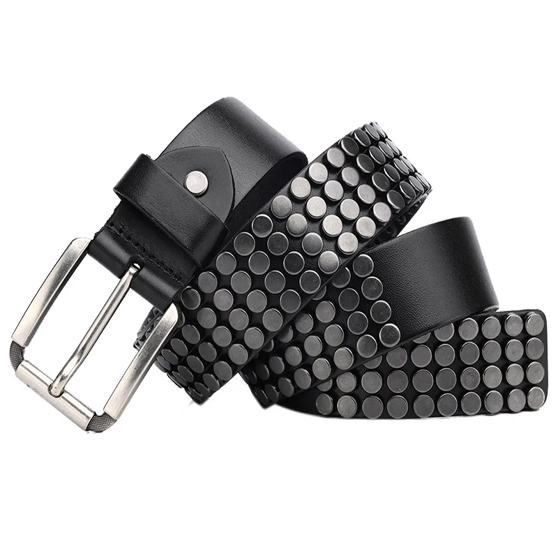 men luxury fashion original leather rivets belts pin buckle studded belt womens brand designer strapon punk goth waistband leash