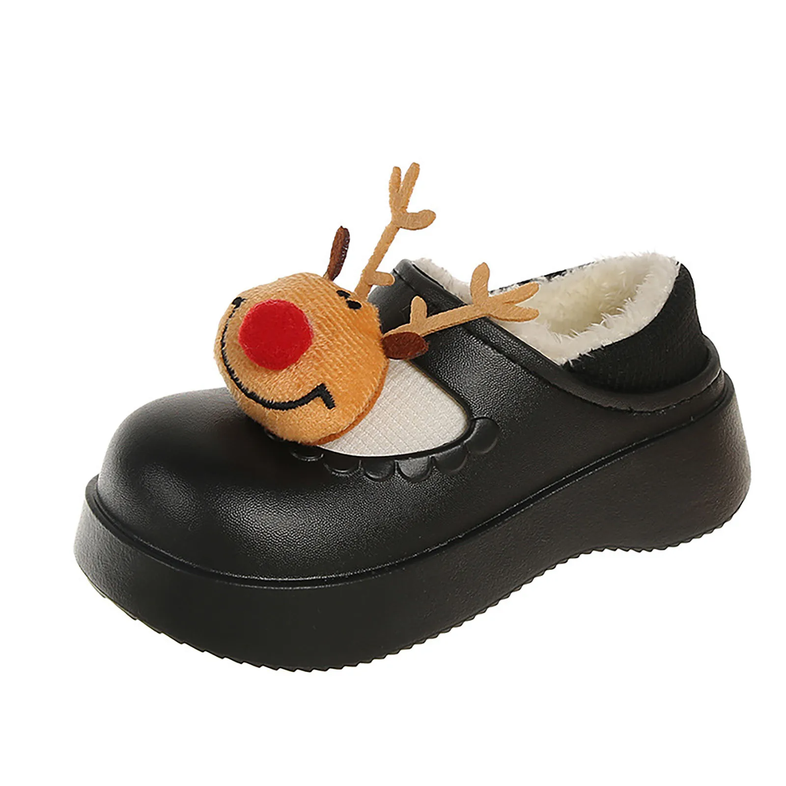 Crianças saltos de natal chinelo rebanho bonito sapatos infantis do bebê inverno quente sapatos grossos menino menina dos desenhos animados natal chinelos internos