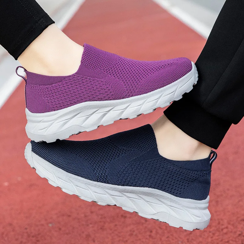 High Quality Women's Shoes Sneakers Platform Walking Shoes Fashion Knited Casual Loafers Lightweight Men Casual Shoes Size 36-45