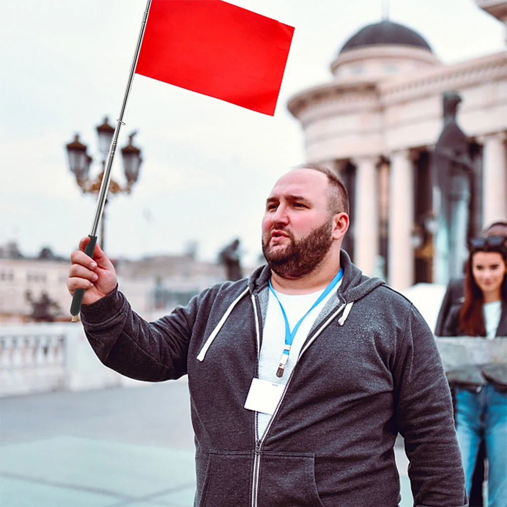 

2pcs Flagpole Stainless Steel Extendable Handheld Staff Teaching Stick Tourist Guide Flagpole Pen