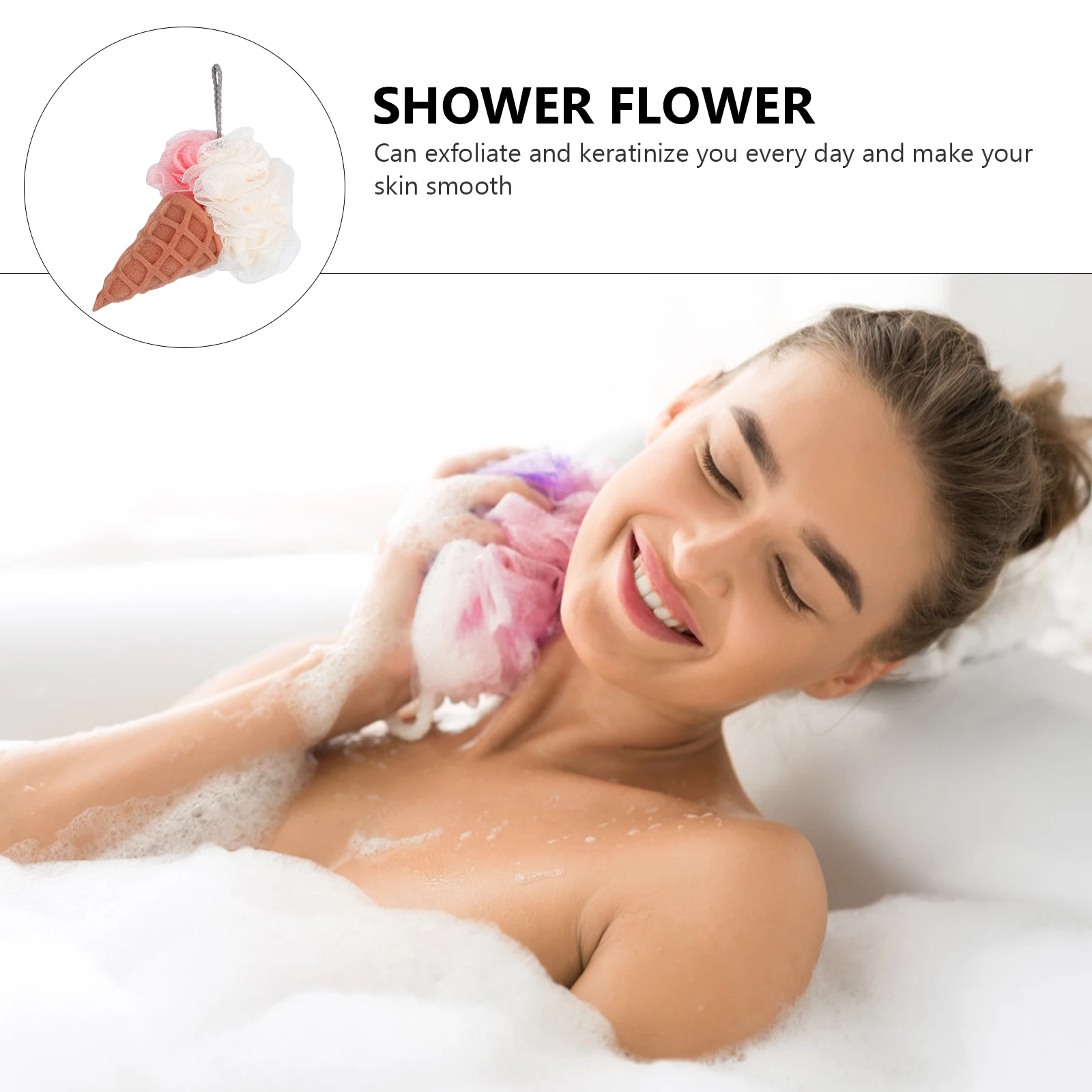 

Thickened Shower Premium Pe Flower Gentle Exfoliating Body Scrubber Lanyard Design Comfortable Bathing Tool Durable Bathing Ball