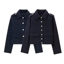 Autumn New Casual And Fashionable Women's Clothing European And American Style Simple And Versatile Shoulder Patch Top Jacket