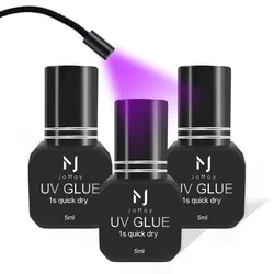 JOMAY 3 bottles UV Glue For Eyelash Lash Glue For Eyelash Extension Adhesive Waterproof Long Lasting 1S Quick Drying 5ml