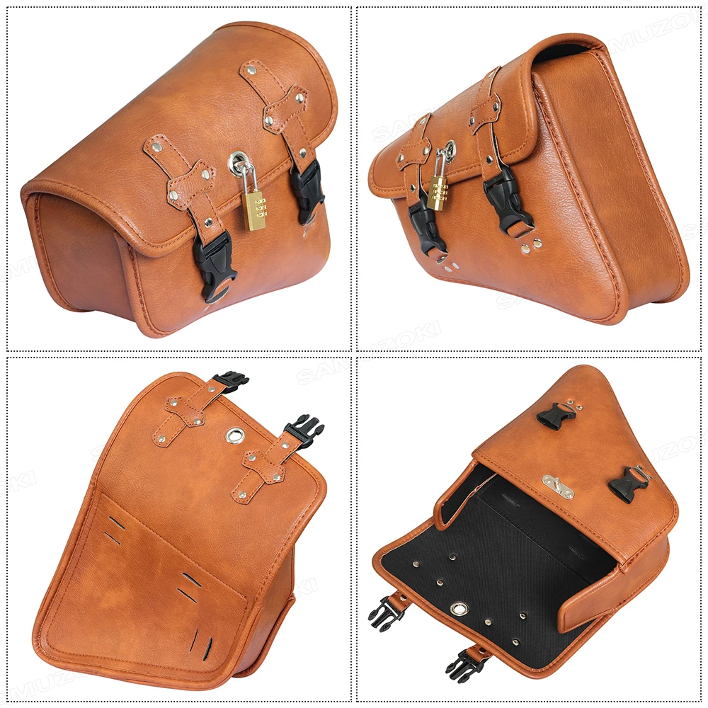 

Orange-red vintage PU leather motorcycle saddlebag side tool bag luggage saddlebag suitable for Harley Sportster XL 883 Hugger