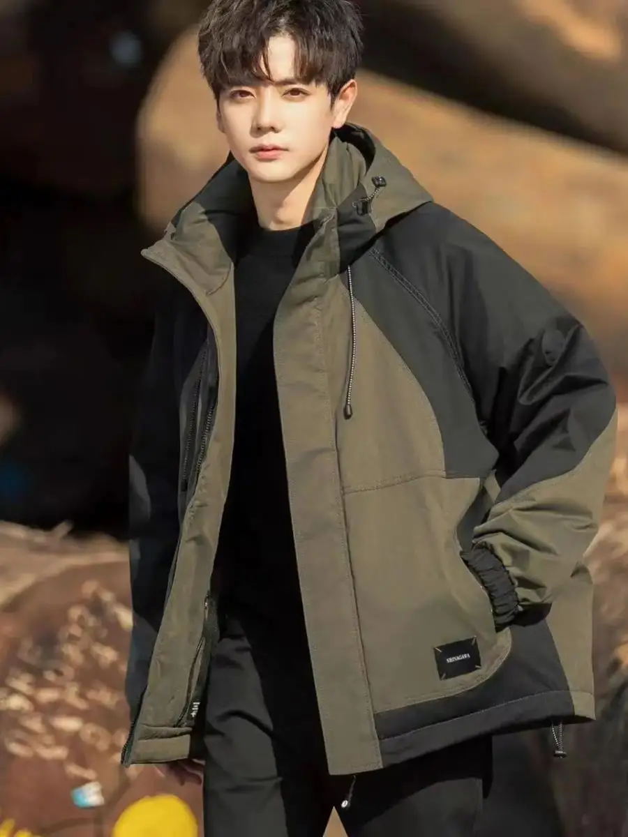 

Мужская утепленная зимняя куртка с капюшоном для активного отдыха и альпинизма, защита от холода, весна 2026, модная повседневная модель