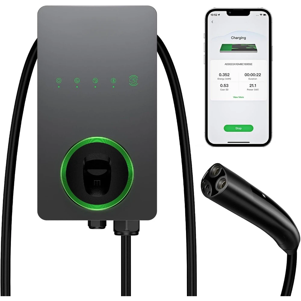 Level 2 Home Smart EV Charger NACS, Up to 50Amp, Hardwired 240V EV Charge Station,Indoor/Outdoor Car Charging Station,Flexible