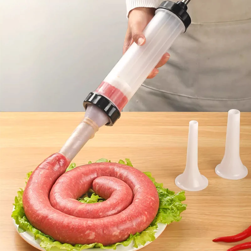 Manual Sausage Stuffer Set Camping Picnic Home Kitchen Sausage Enthusiasts Breakfast Sausage Prep Hot Dog Making BBQ Grilling