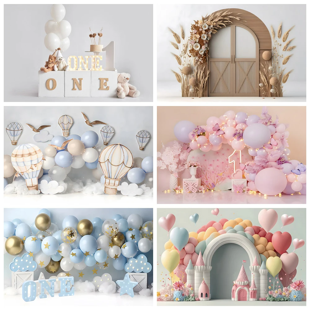 Ai Balloon ฉากหลังวันเกิด1st เด็กทารกแรกเกิดของตกแต่งโต๊ะปาร์ตี้อาบน้ำภาพเด็กทารกพื้นหลังเค้ก