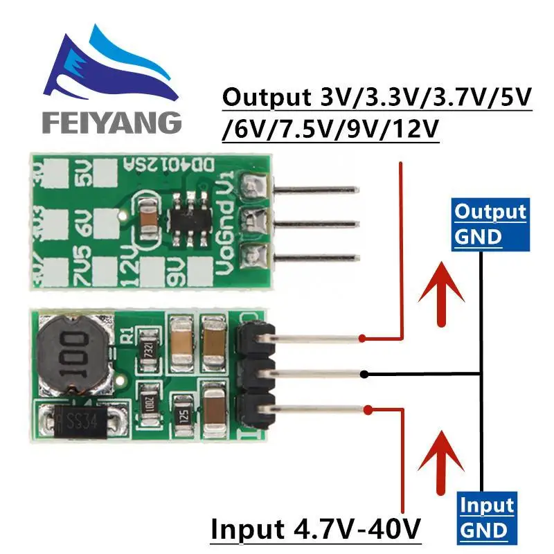 SAMIORE DD4012SA 1A DC 5-40V to 3V 3.3V 3.7V 5V 6V 7.5V 9V 12V Regulator DC-DC Step-Down Buck Converter Module Board