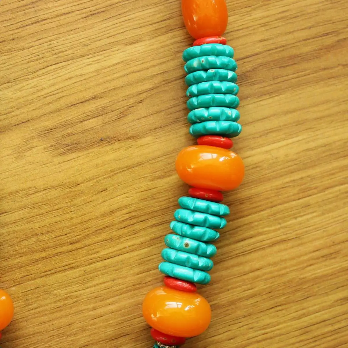 Nk236 Ethnic Tibetan Turquoises Colorful Bone Beads 65mm Round Pendant Necklace For Women