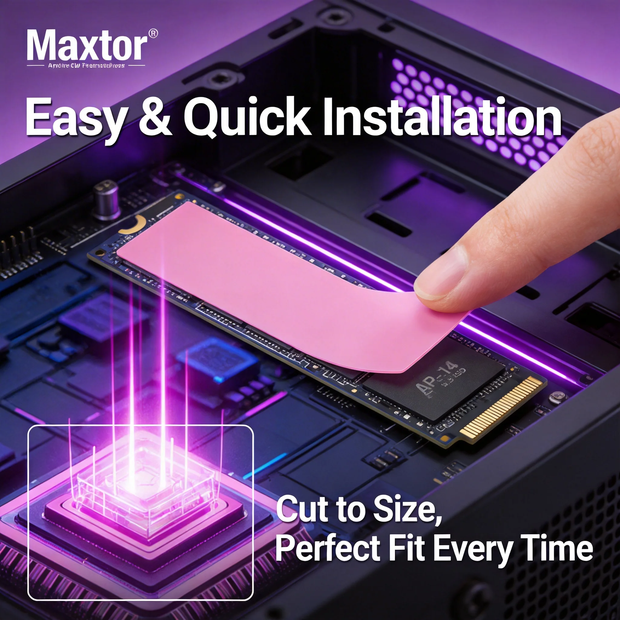 Maxtor Thermal Pad 120x20mm，Ideal Gap Filler，Electrically Non-Conductive & High Thermal Conductivity for CPU SSD M.2 2280