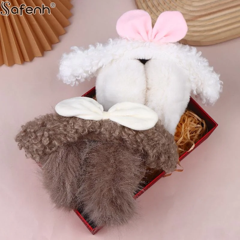 

1 шт., 20 см, плюшевые зимние плюшевые теплые наушники с бантом, милые мягкие пушистые наушники для езды на велосипеде, мягкие грелки для ушей для девочек, подарок