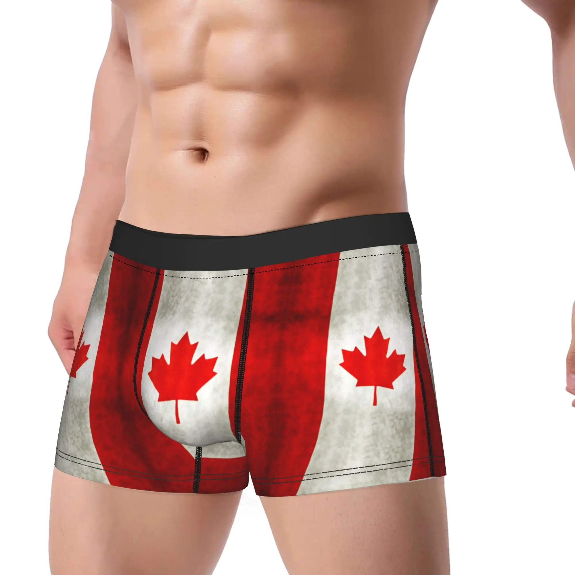 Canada Flag with Maple Leaf Shorts Briefs  Underwear Hot Sale Man Novelty Boxershorts Print Plus Size Underpants