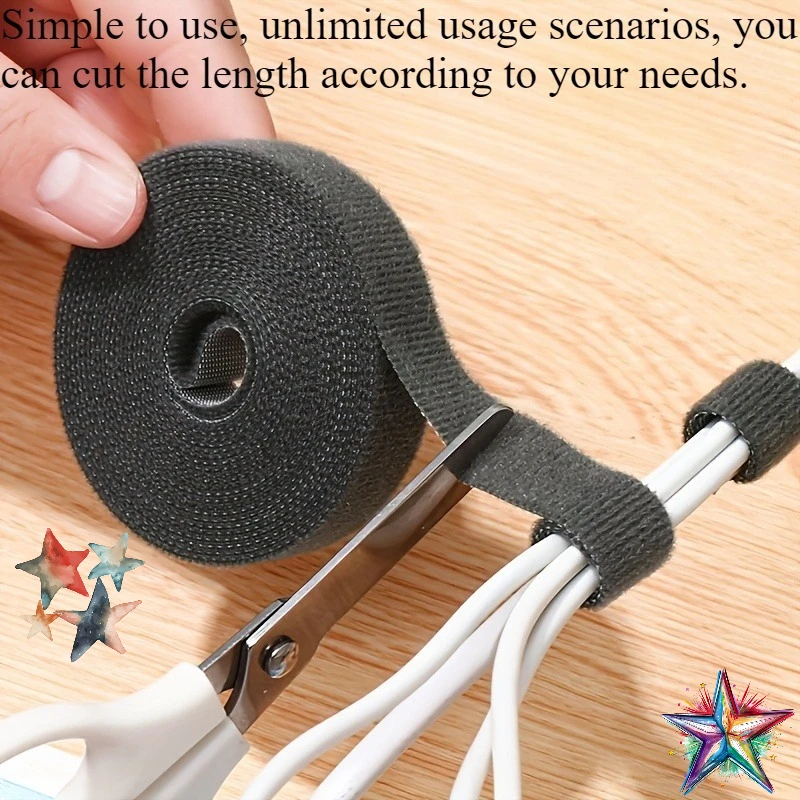 1pcs Self-Adhesive Magic Tape Strap That Can Be Cut to Size, Featuring Strong Adhesive Properties for Organizing Cables. This Reusable Hook-And-Loop Cable Organizer Is Perfect for Tidying Up Wires for Computers And Electronic Devices. It'S an Essential