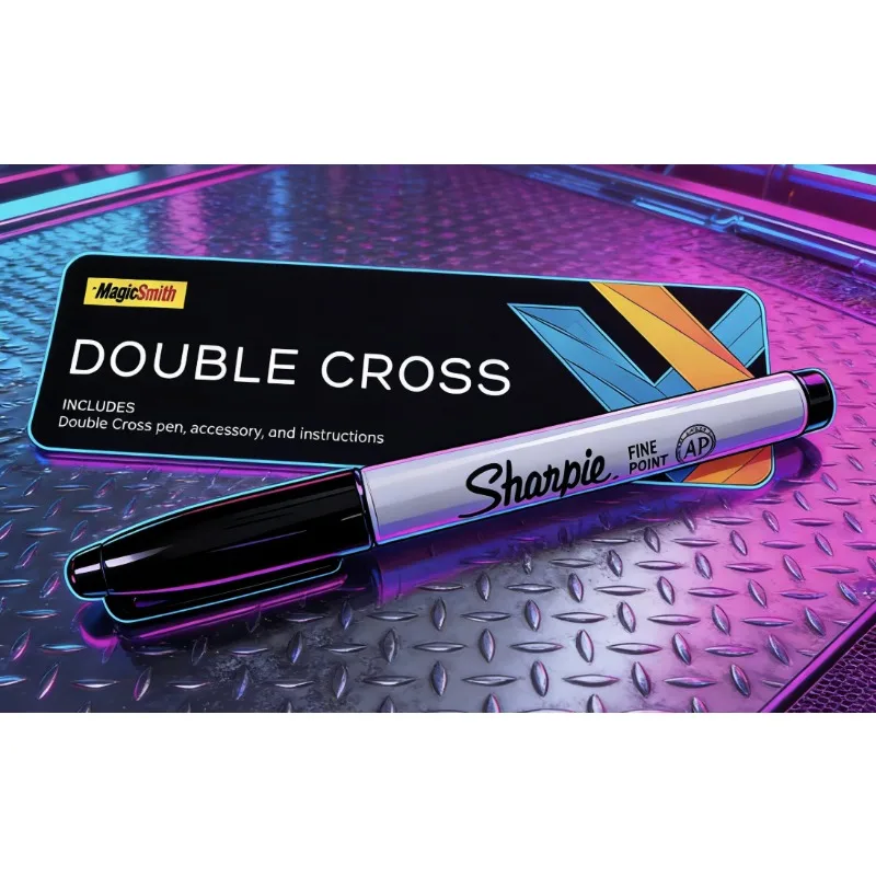 Double Cross Magic Trick, 1 X Stamper + 1 Heart Stamper Ink Vanishes Set for Close Up Illusions Magician Mentalism Gimmick Prop