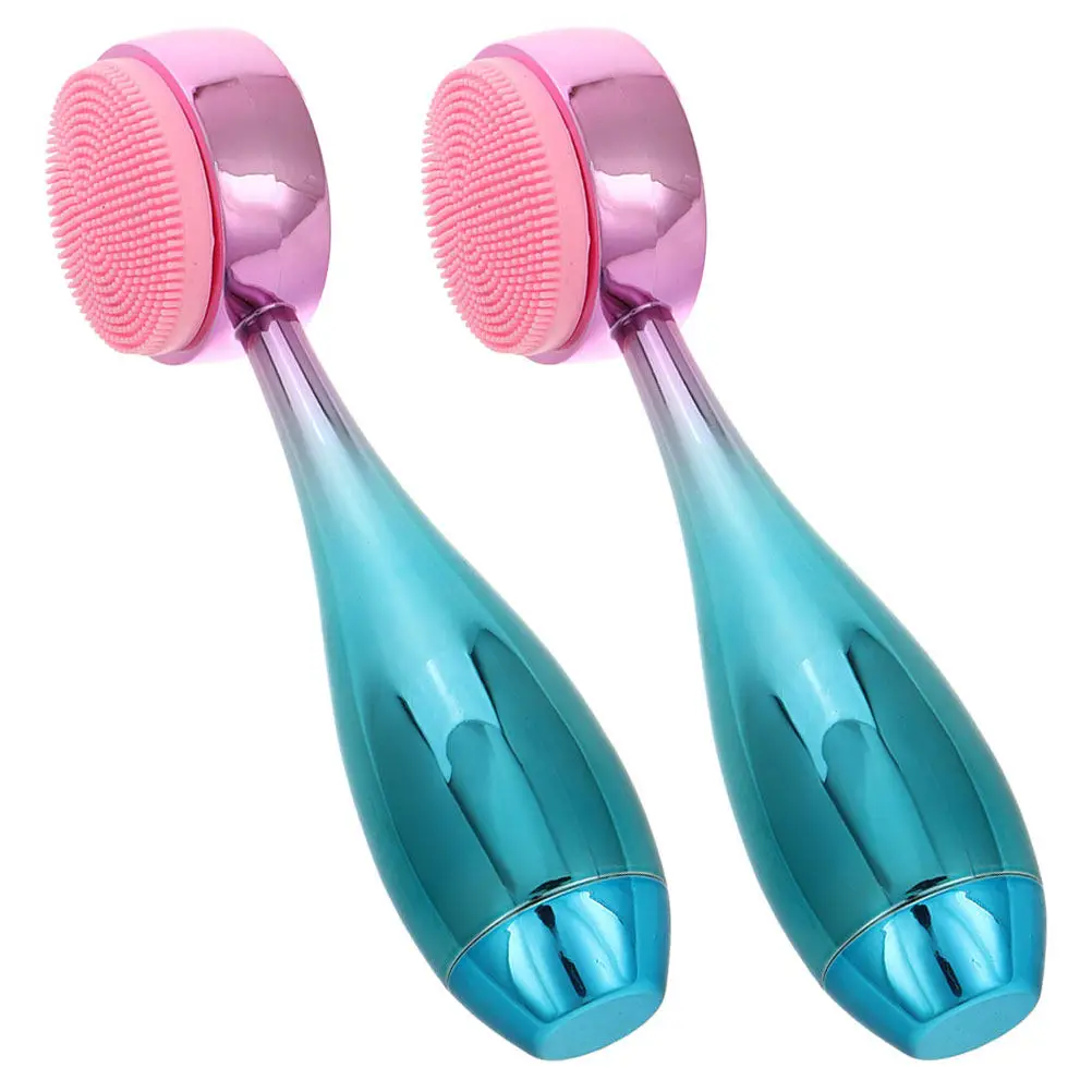2 Escovas de Limpeza Facial de Silicone, Dupla Face, Ferramenta Manual Esfoliante para Cuidados com a Pele, Limpador Profundo para Uso Doméstico e Via
