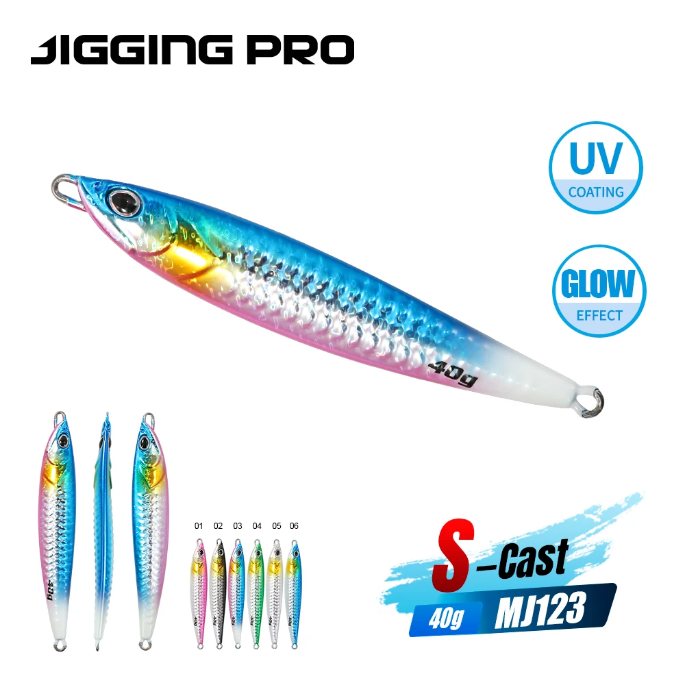 JIGGING PRO S-CAST 40g Long Casting Jig S Shape Shore Jigging Lure Saltwater Metal Jig Mackerel Tuna Seabass