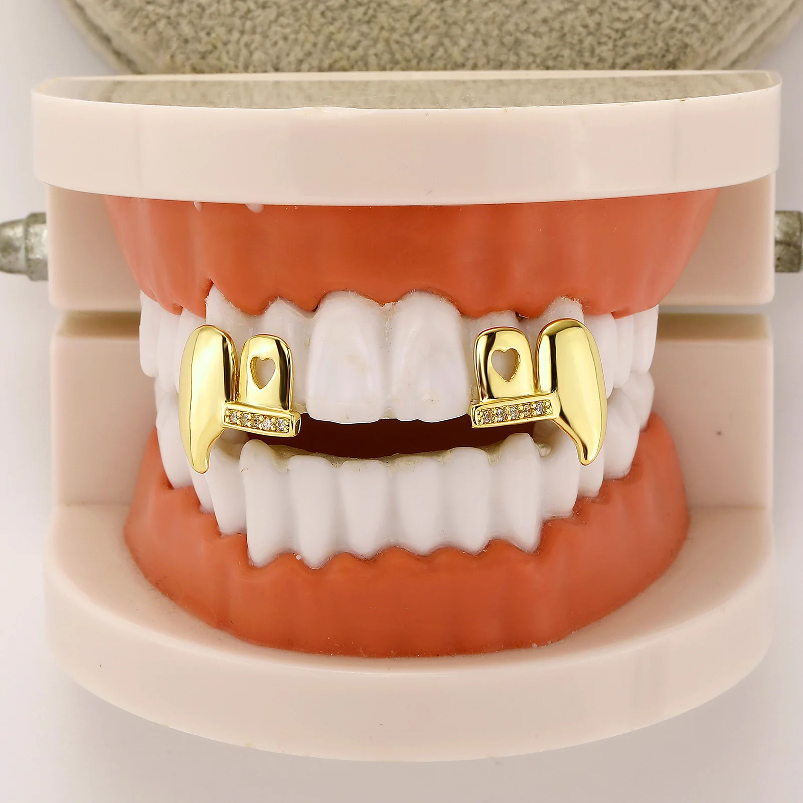 TOPGRILLZ Iced Out DIY Removable Zircon Tooth Socket Horizontal Bar Tooth Grills Fangs For Women Men Halloween Dental Grillz