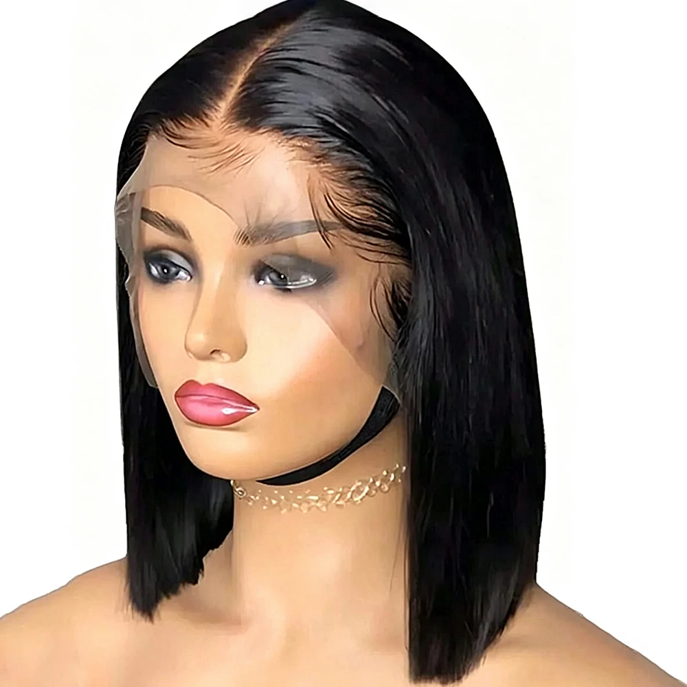 13x4 Lace Front Human Hair Bone Straight Wigs Vietnam Double Draw Short Bob Wig Preplucked Lace Frontal Glueless Drawstring Wigs