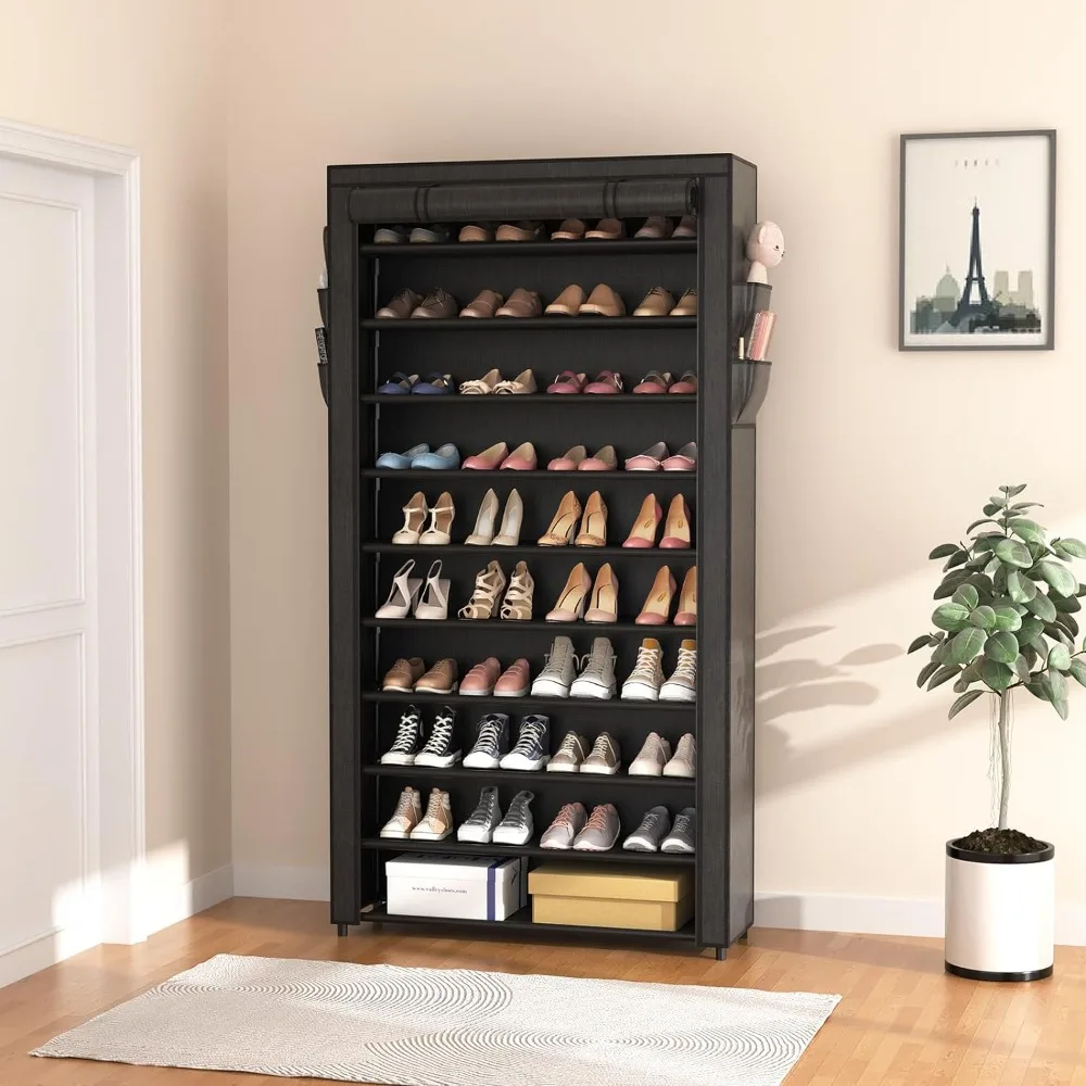 

Shoes Organizer Large Capacity Stackable Tall Shoe Shelf Sturdy Metal Free Standing Organizer for Closet Entryway Garage Bedroom