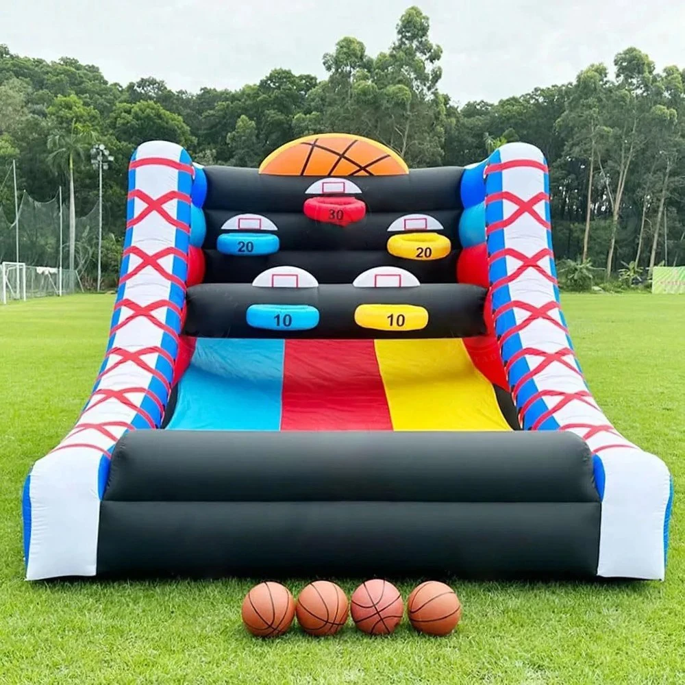 3.5m Inflatable Basketball Hoop Shot Inflatable Basketball Game with 5 Hoops for Outdoor Shot Basketball Game