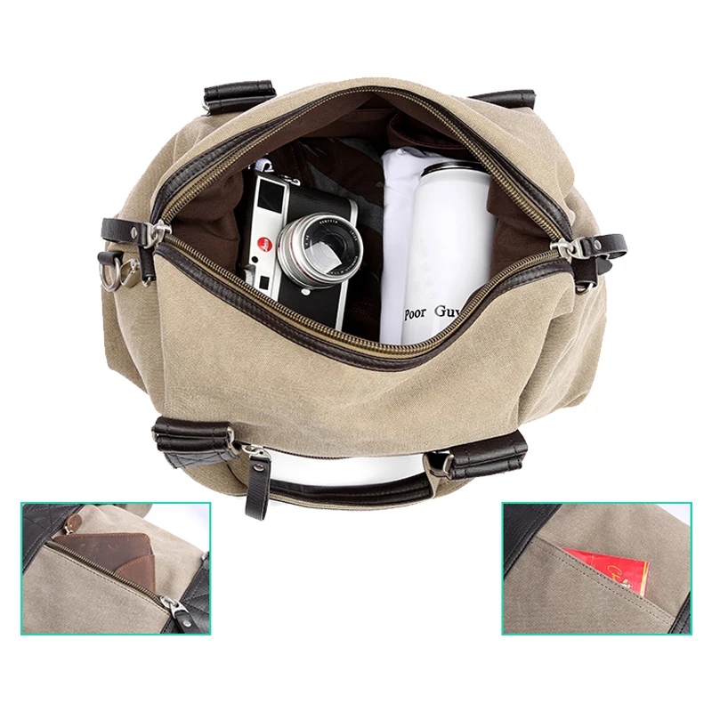 Male Canvas Crossbody Travel Luggage Bags Fitness Sports Portable Handbag With Anti-theft Zipper Weekend Bag Large Capacity