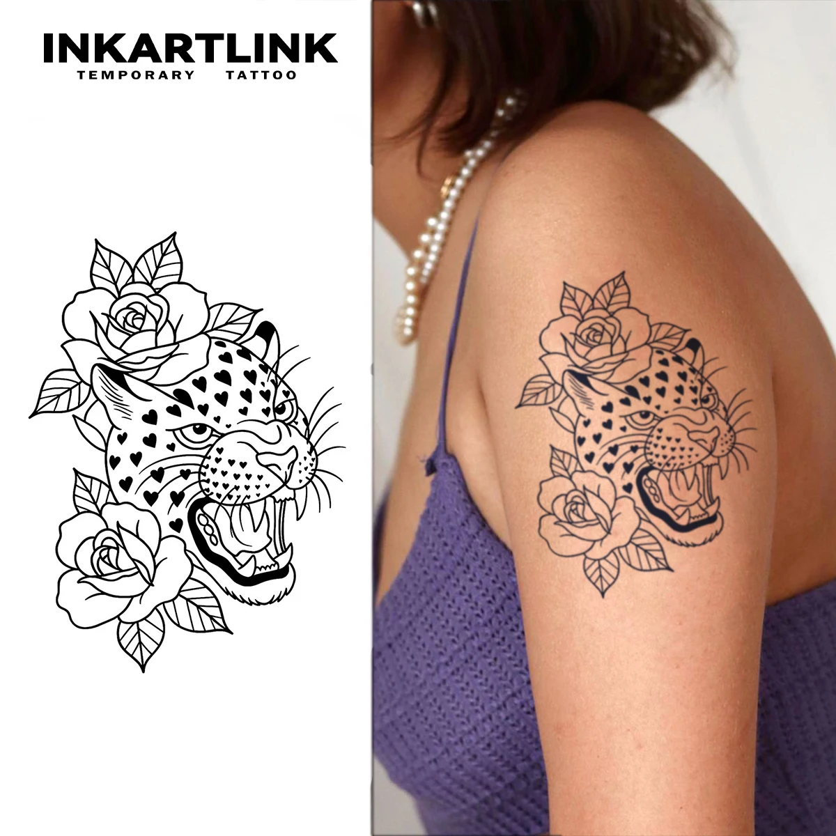 

Тату-наклейка INKARTLINK «Леопардовый цветок», водонепроницаемая, с непрерывным цветовым отображением, держится 1-2 недели, незаменима для модных людей