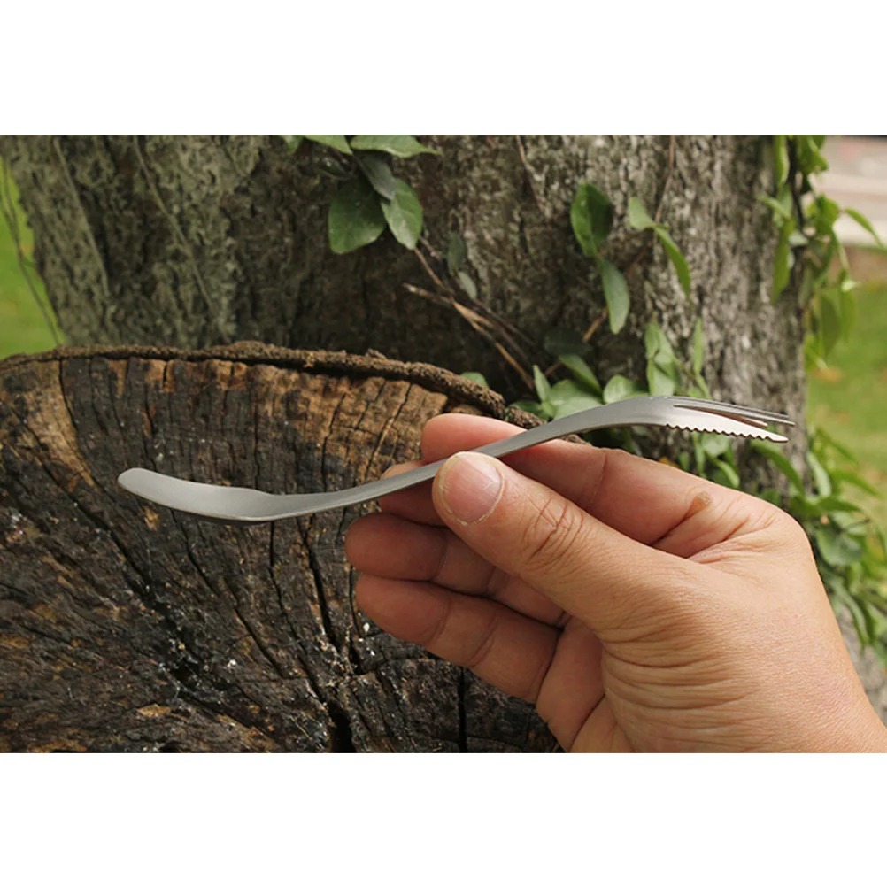 

BBQ Tableware Spoon Fork Utensil Camping Light 3-in-1 Spork Titanium Travel Outdoor