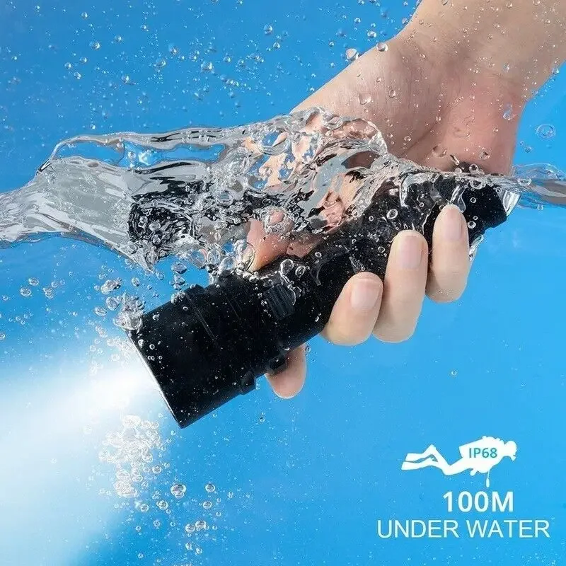 

Underwater 100M Professional Diving LED Flashlight Portable Diving Torch with Hand Strap Diving Lantern Waterproof Torch Light