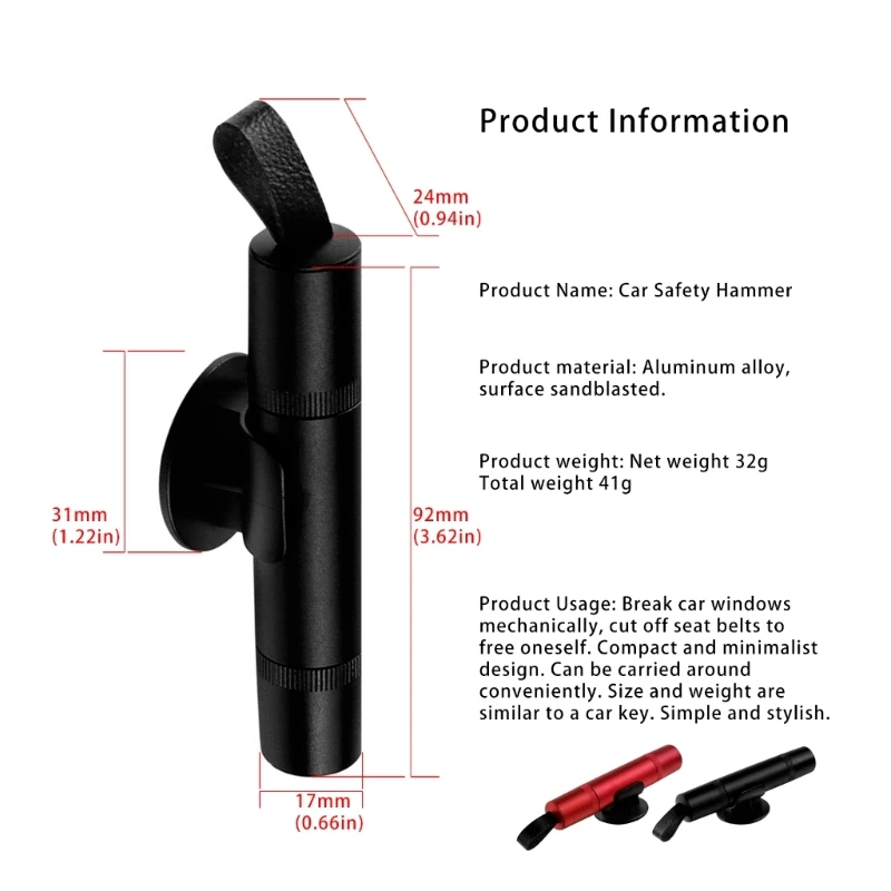 Инструмент аварийного побега Auto Safety Hammer с эргономичной ручкой головки углеродистой стали M4YD