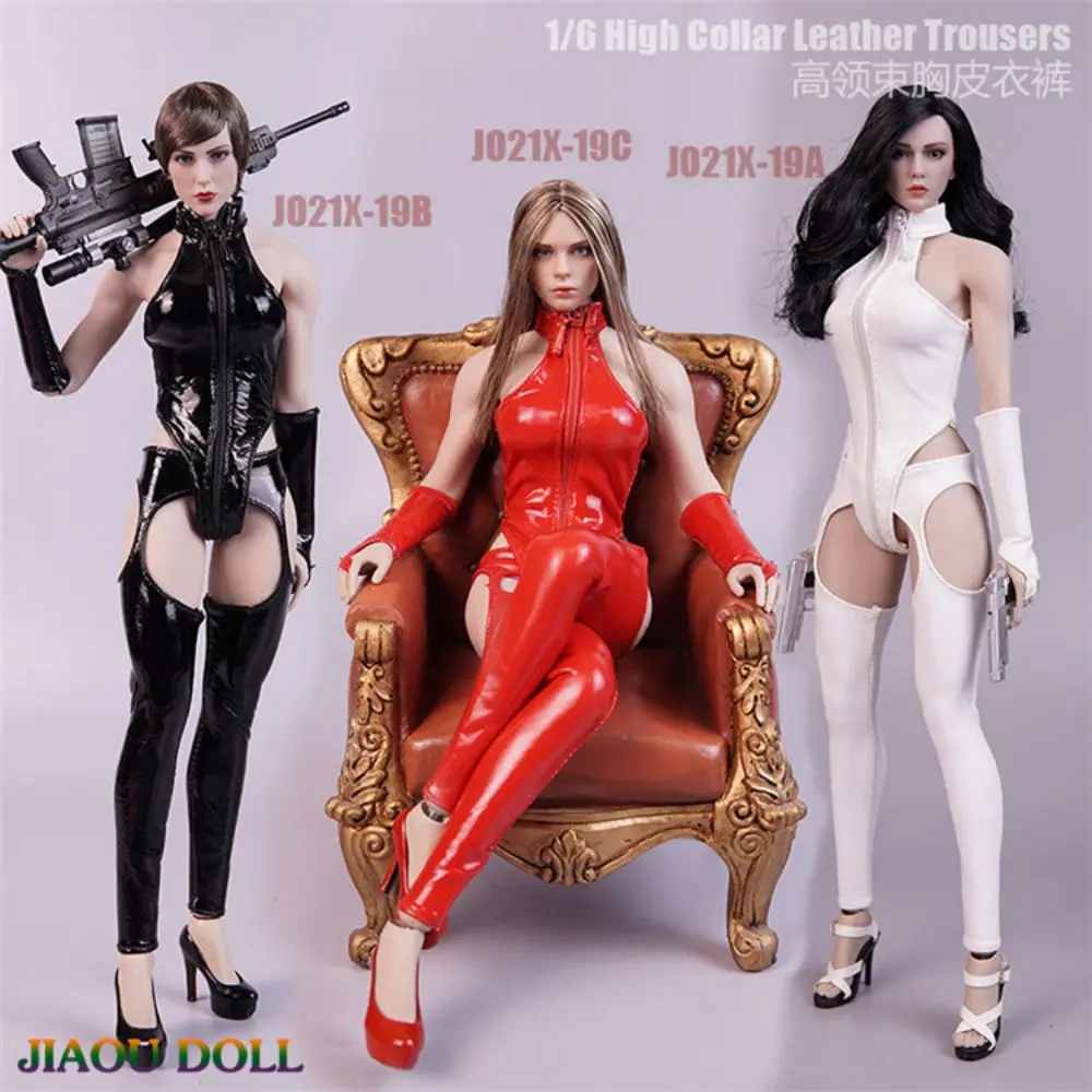 

JIAOUDLL JO21X-19 1/6 Female High Collar Leather Trousers Fit 12-inch Action Figure Body