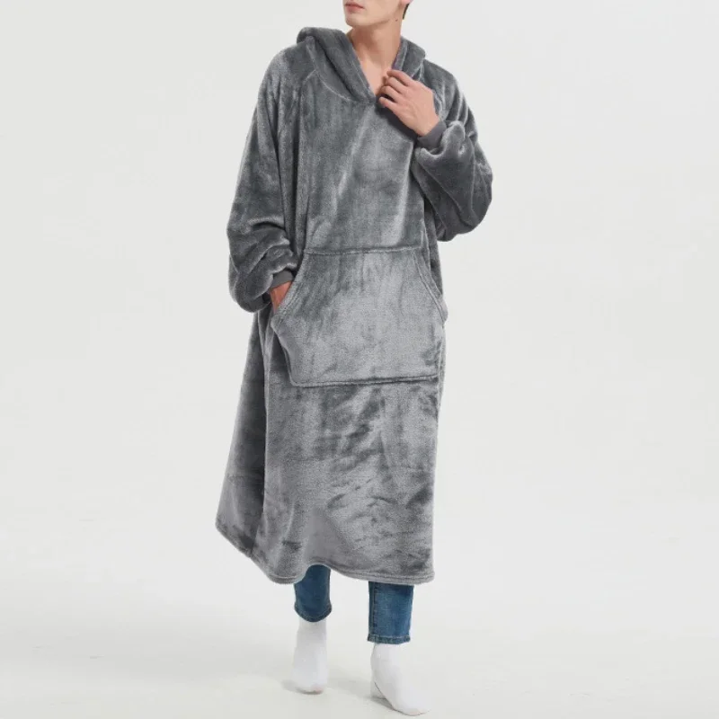 Thicken Women Men Facecloth Long Pajamas Bathrobe Autumn Winter Warm Hooded Home Sleepwear Lightweight Casual Couple Loungewear