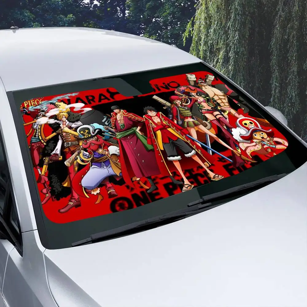Einteiliger Cartoon-Anime-Sonnenschutz für die Windschutzscheibe, 3D-Film, kariert, Geschenk, Neuheit, Auto-Frontscheibenblende, 70x130cm, Sonnenblende, Sonnenschutz – Detail 10