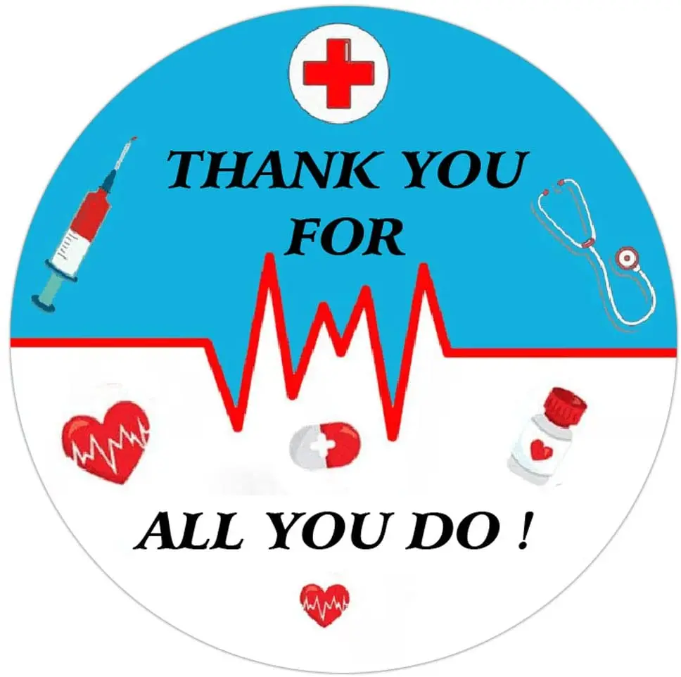 Thank You Healthcare Workers Labels for Nurses, Doctors EMTs Essential Workers ,Gift Card Set with Envelopes and Stickers