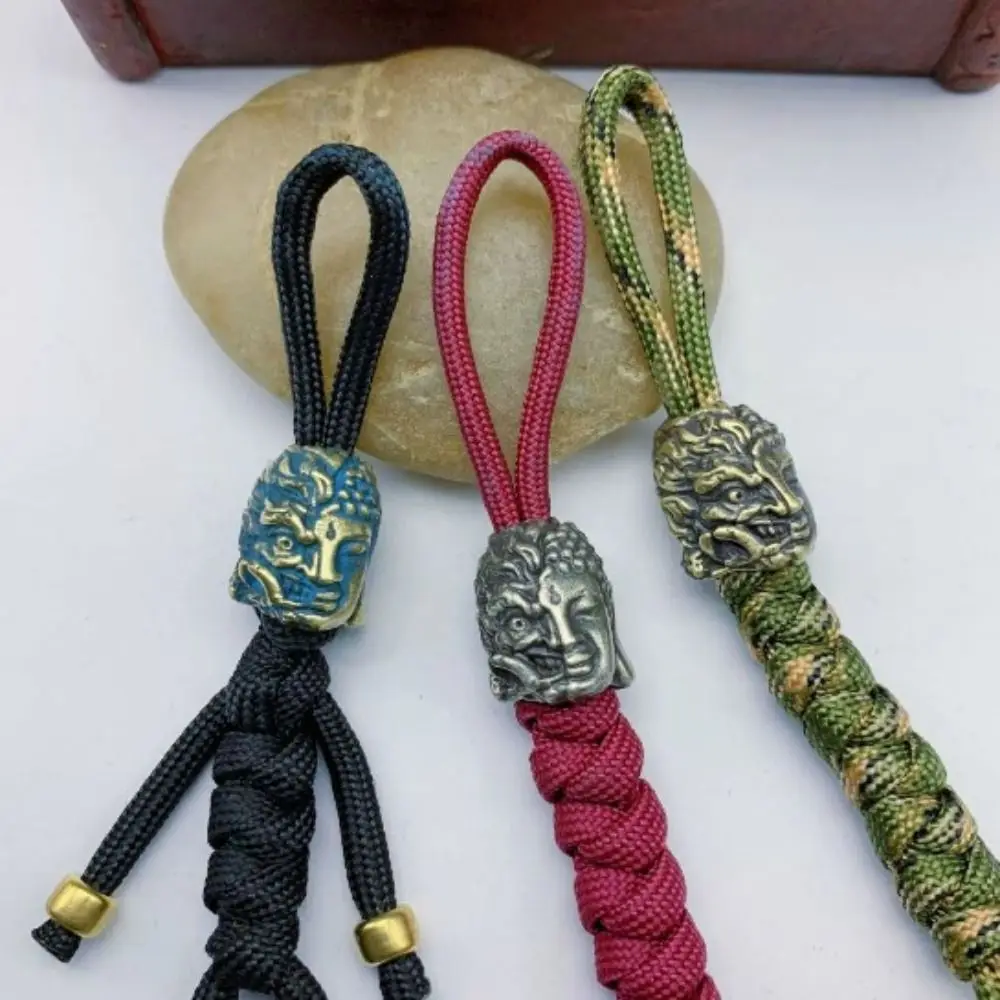 Handmade Sculpture Brass Bead Charms DIY Jewelry Accessories Skull Head Retro Pendant Bracelet Lanyard Pendant EDC Outdoor Tool view 2