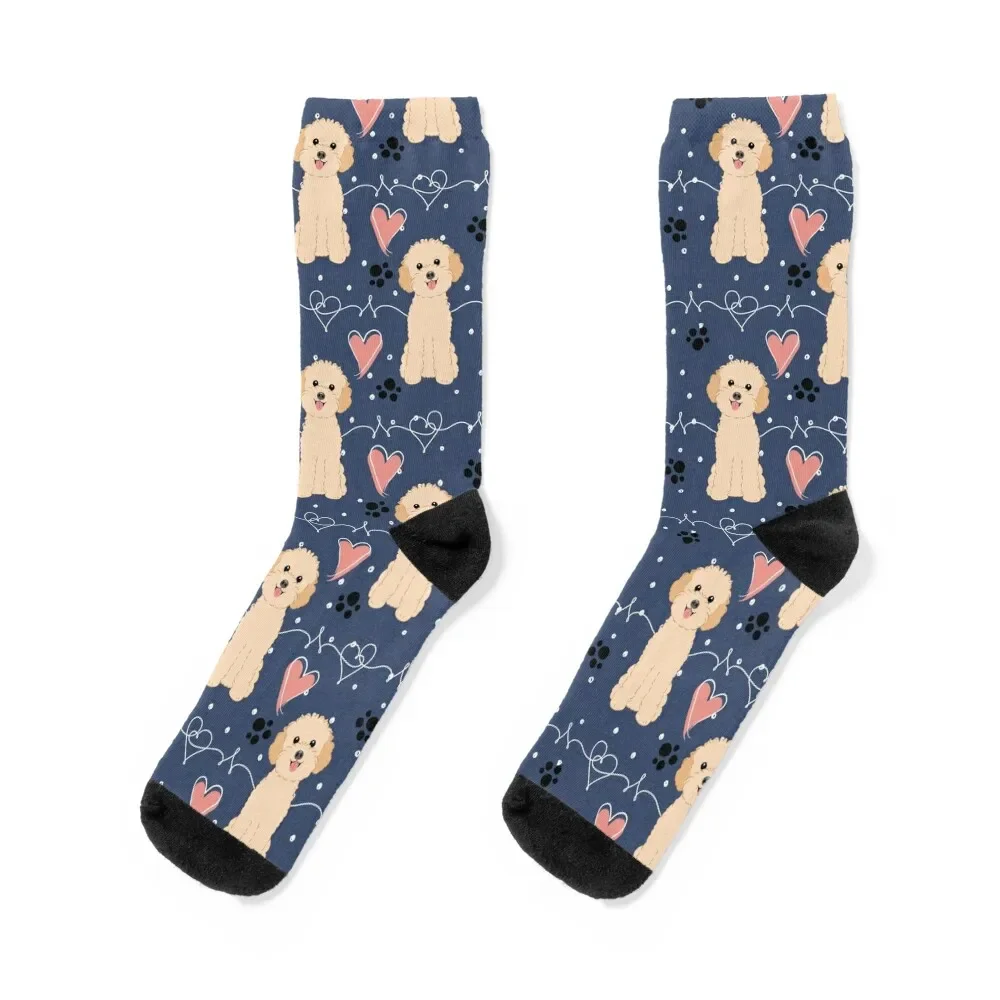 

LOVE Apricot Toy Poodle Socks hiphop Lots winter gifts floral Socks Men's Women's